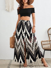 Off Shoulder Cropped Shirred Top And Front Slit Skirt, Vacation 2pcs Outfit